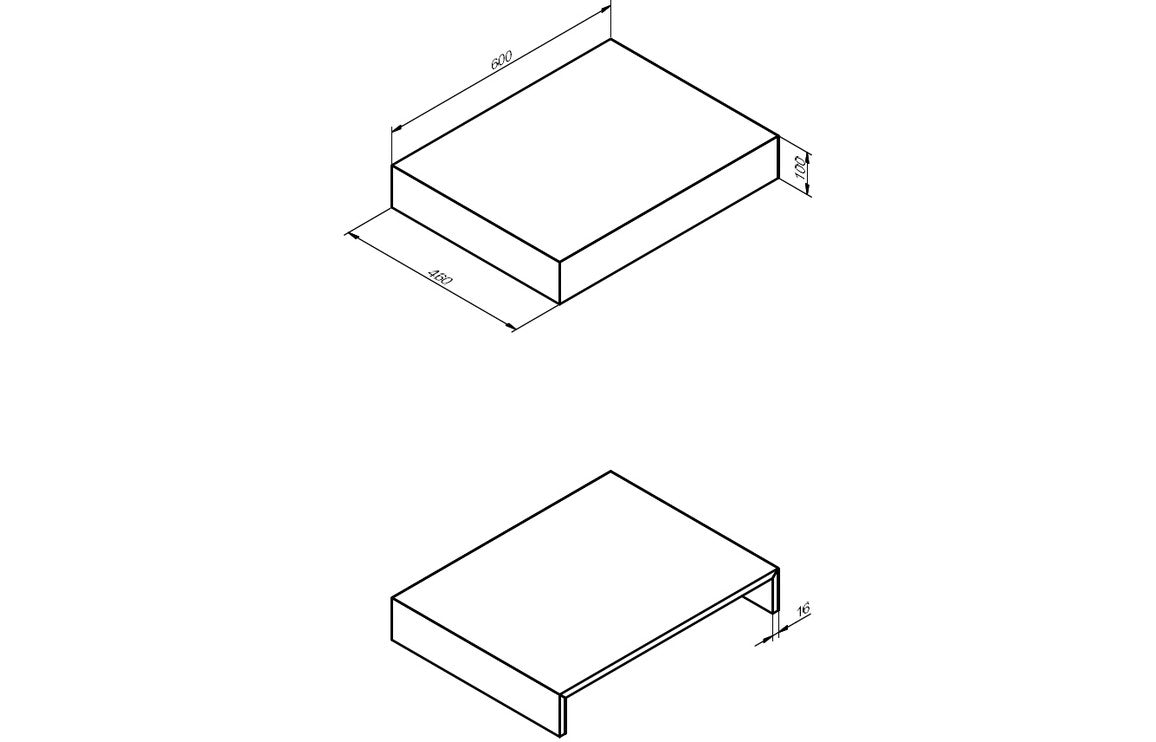 Hayes 600mm Wall Hung White Marble Basin Shelf & Bottle Trap