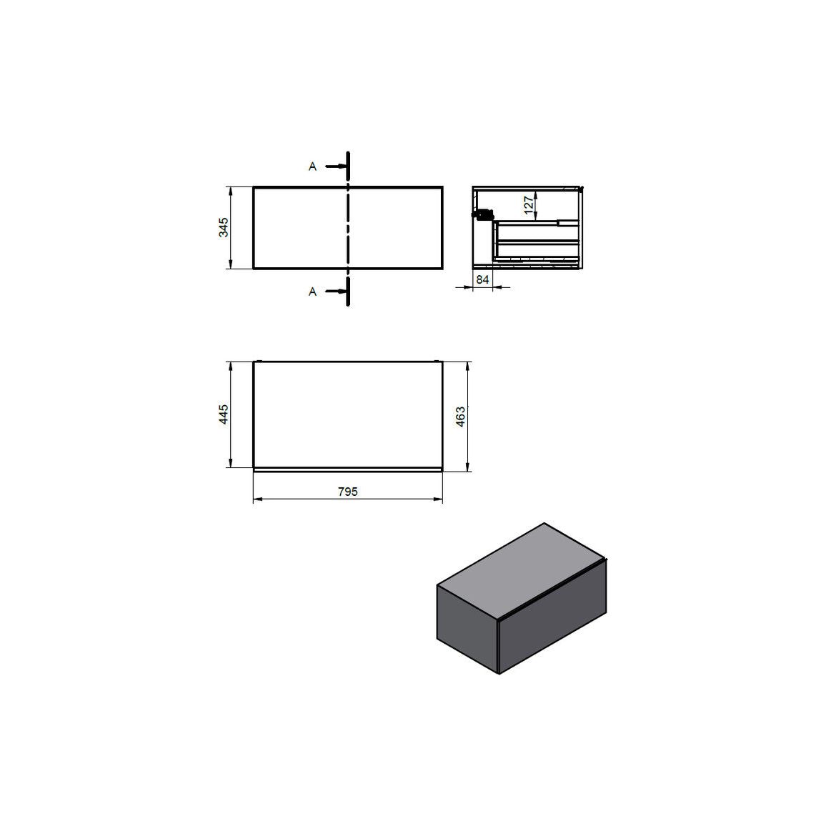 Hayes 800mm Wall Hung Storage Drawer - White Marble