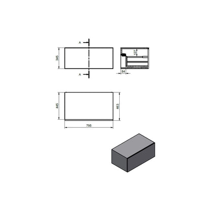 Hayes 800mm Wall Hung Storage Drawer - White Marble