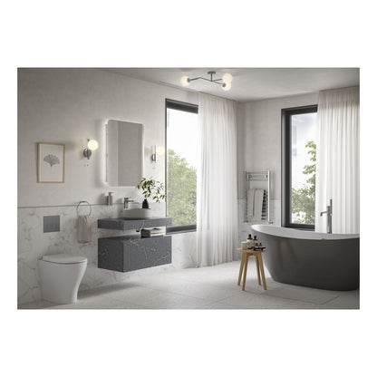 Hayes 600mm Wall Hung Grey Marble Basin Shelf & Bottle Trap