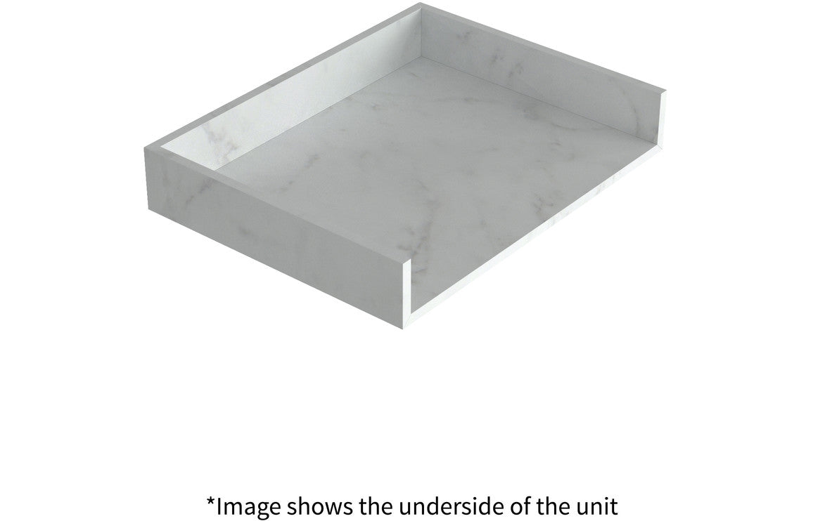 Hayes 600mm Wall Hung White Marble Basin Shelf & Bottle Trap