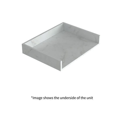 Hayes 600mm Wall Hung White Marble Basin Shelf & Chrome Bottle Trap