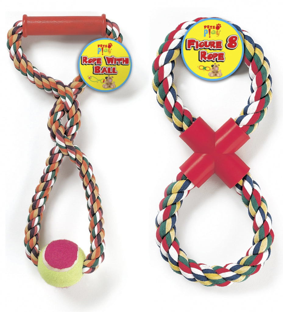 Corde Pets at Play avec balle et corde en forme de 8