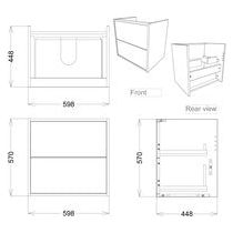 Meuble Lavabo Suspendu Façade 600 mm à 2 Tiroirs Inc. Lavabo - Chêne Havane