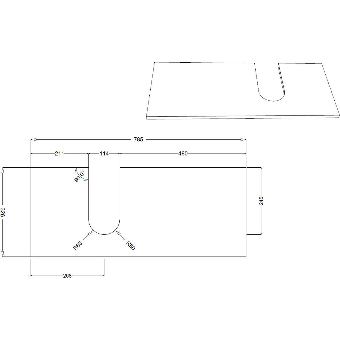 Frontage 900mm 2 Drawer Wall Hung Basin Unit (No Top) - Matt Grey