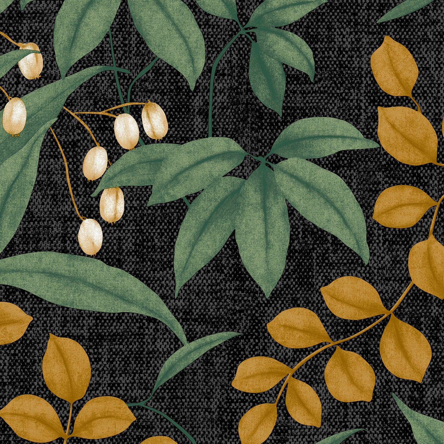 Graham & Brown Persephone Charcoal/Ochre Black Wallpaper (122411)