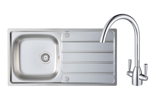 Prima 1B Inset Sink & Chelsea Tap Pack - St/Steel & Chrome