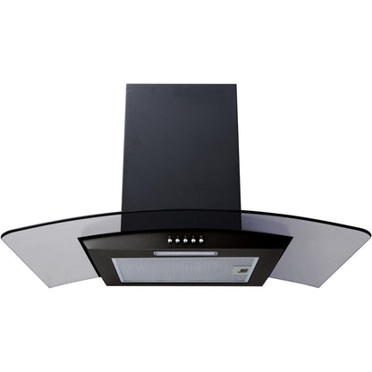 Prima PRCGH009 60cm Curved Glass Chimney Hood - Black