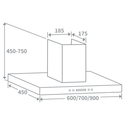 Prima+ PRCH026 60cm Box Chimney Hood - St/Steel