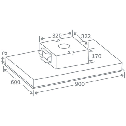 Hotte de Plafond Prima+ PRCH301 90 cm - Acier/Acier