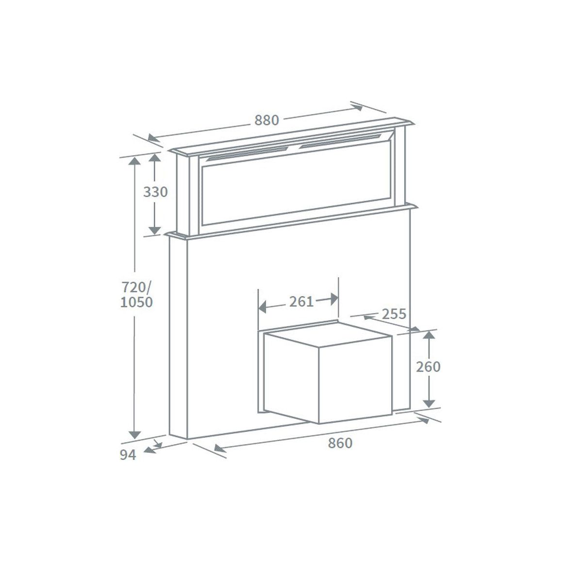 Extractor de corriente descendente Prima+ PRDE0004 de 88 cm - Vidrio negro