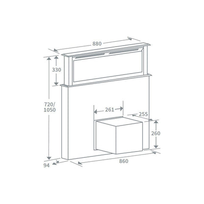 Prima+ PRDE0004 88cm Downdraft Extractor - Black Glass