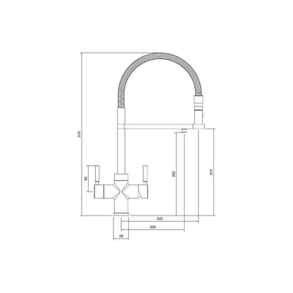 Abode Robinet Monobloc Professionnel 3 EN 1 - Nickel Brossé