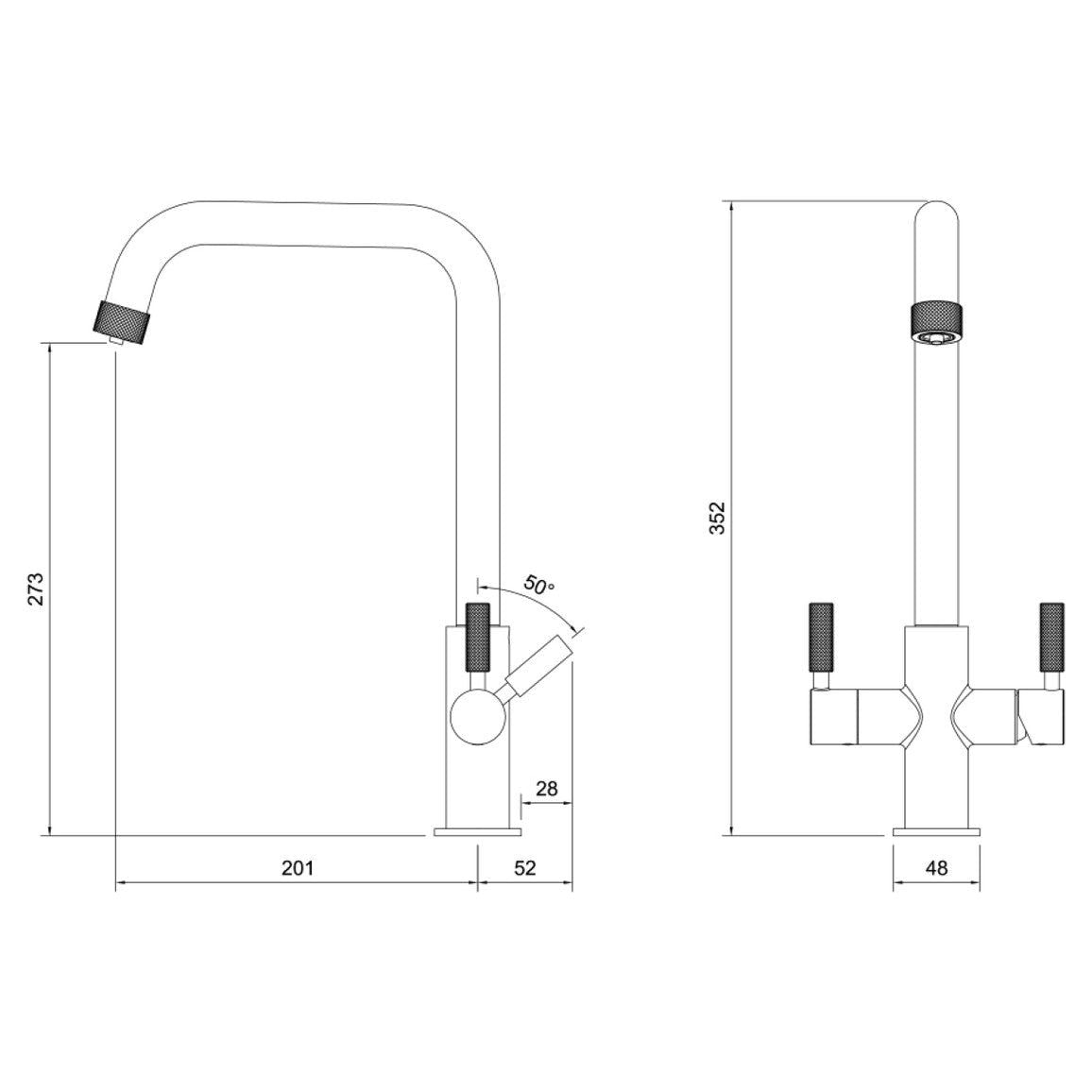 Abode Industria Robinet Monobloc 3 EN 1 - Noir Mat et Laiton Antique