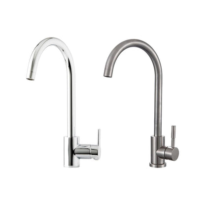 Prima Soho Single Lever Swan Neck Mixer Tap - Brushed Steel