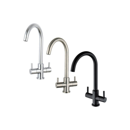 Prima Staten Swan Neck Dual Lever Mixer Tap - Black