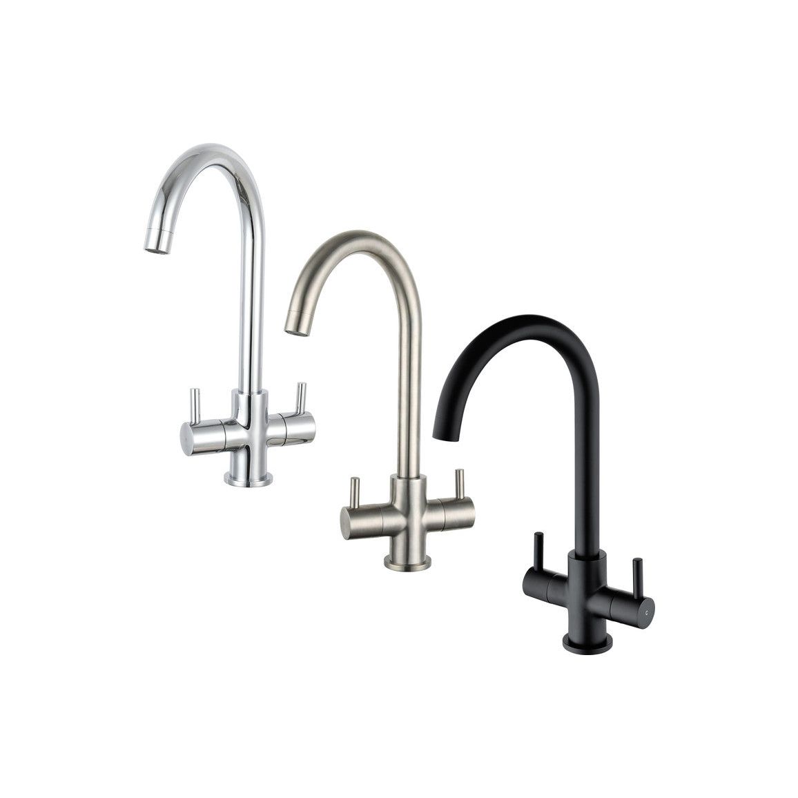 Prima Staten Swan Neck Dual Lever Mixer Tap - Chrome