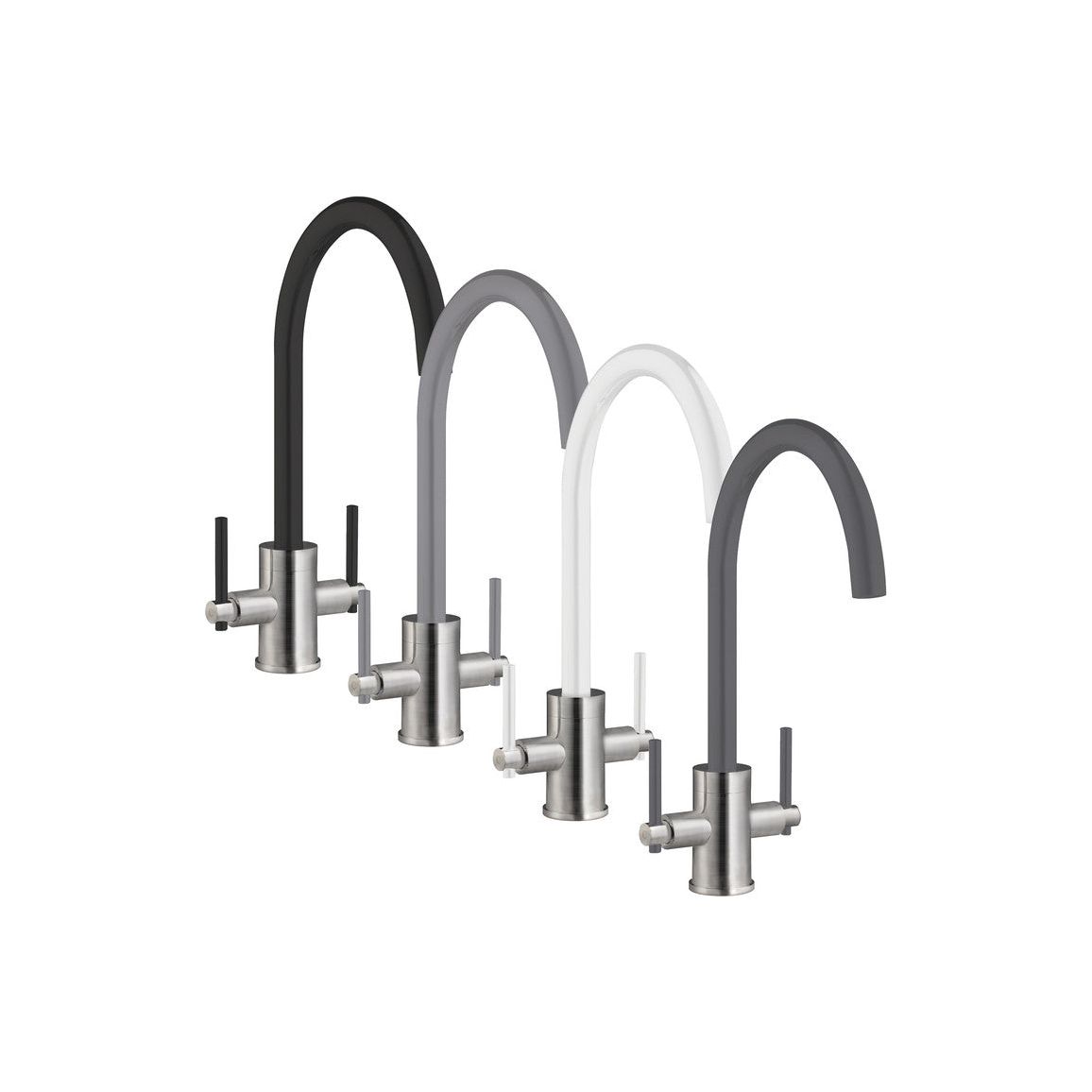 Prima+ Swan Neck Dual Lever Mixer Tap - Grey