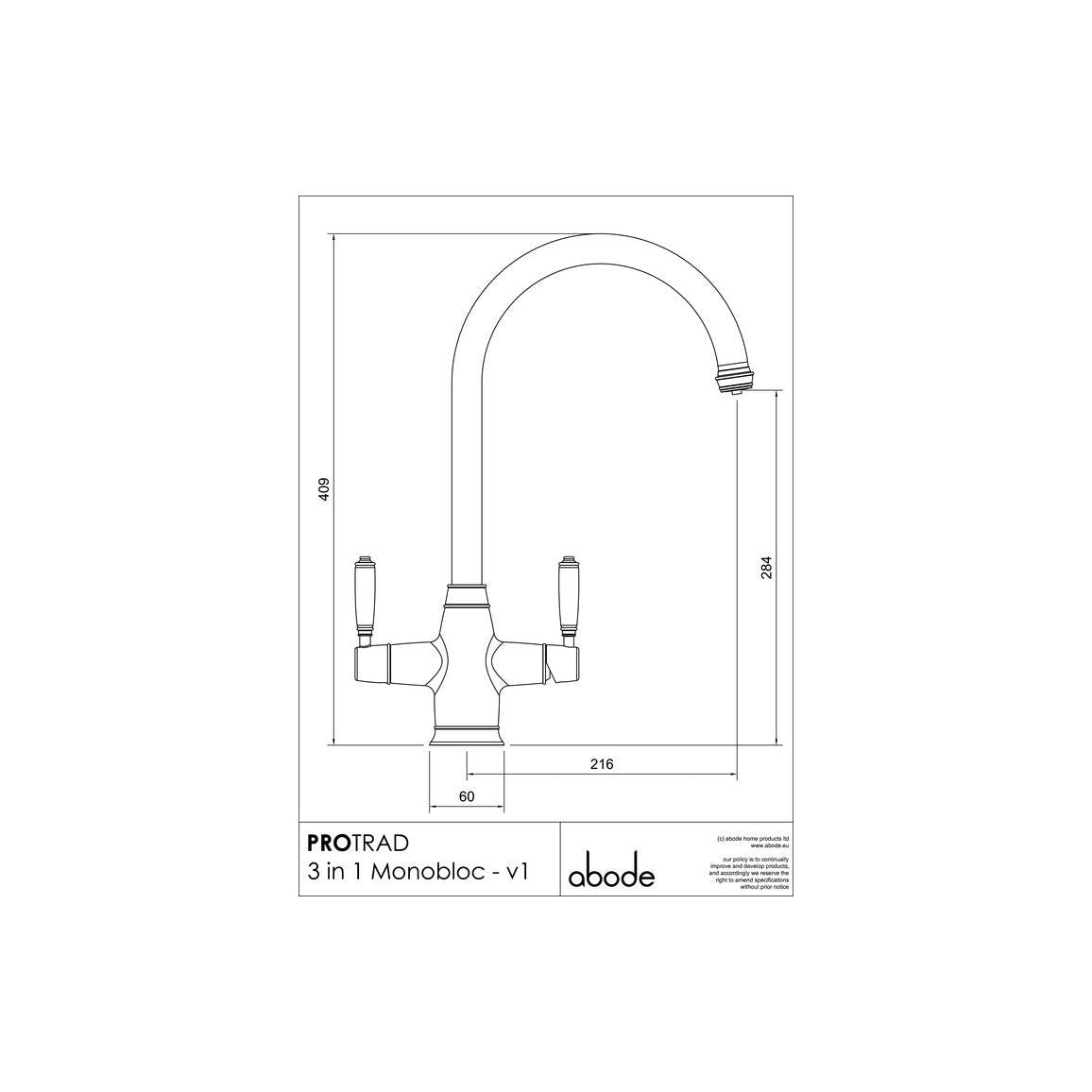 Abode ProTrad 4 IN 1 Monobloc Tap - Antique Brass