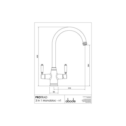 Abode ProTrad 4 IN 1 Monobloc Tap - Antique Brass