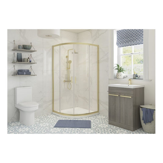 Bayport 800mm 2 Door Quadrant - Brushed Brass