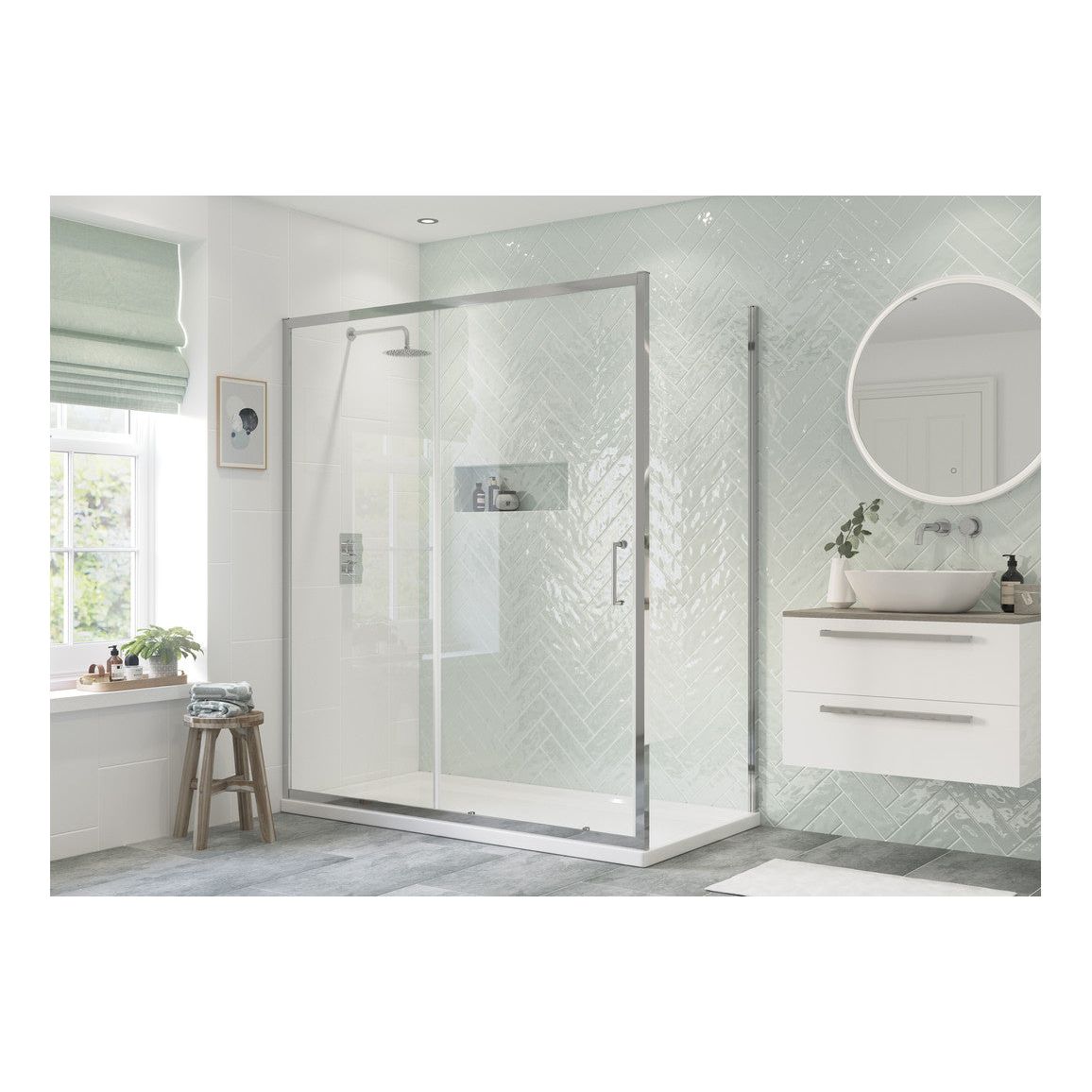 Croxtons 1200mm Sliding Door - Chrome