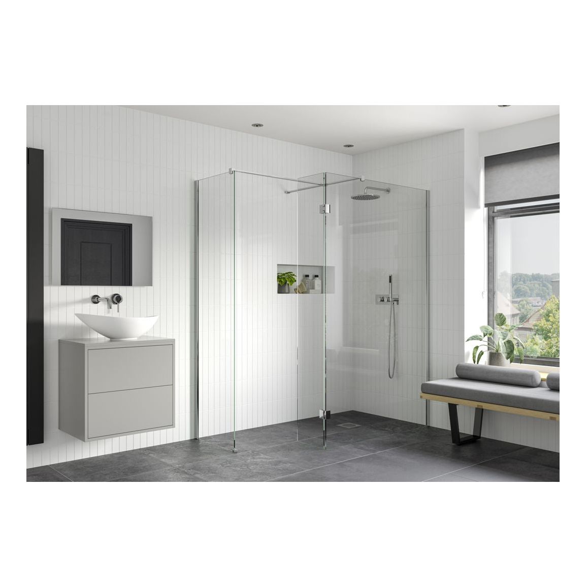 Montague 900mm Wetroom Side Panel & Arm - Chrome