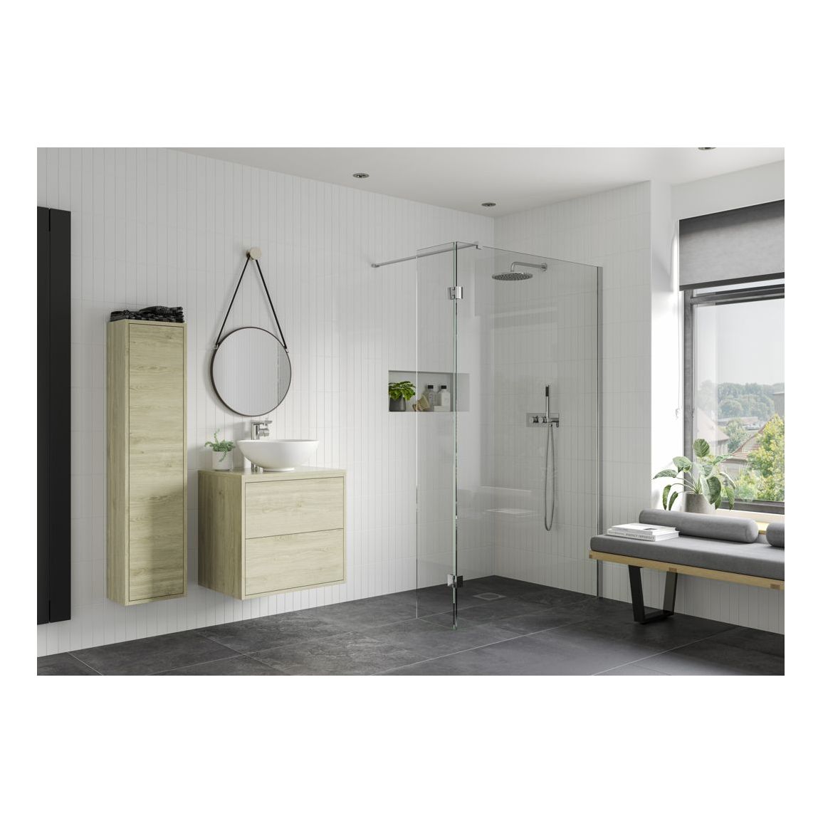 Montague 1400mm Wetroom Panel & Support Bar - Chrome