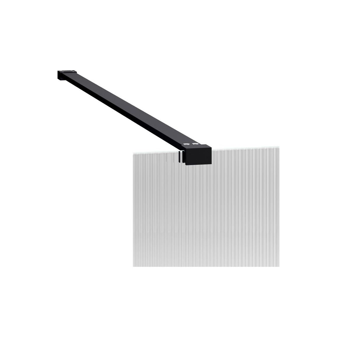 Montague 900mm Fluted Wetroom Panel & Support Bar - Black