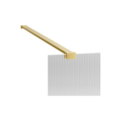 Montague 800mm Fluted Wetroom Panel & Support Bar - Brushed Brass