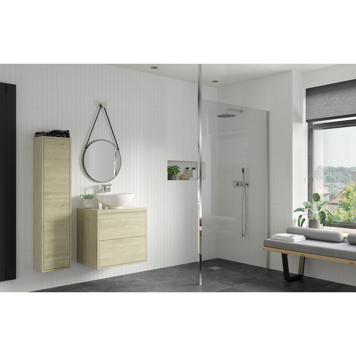 Montague 1400mm Wetroom Panel & Floor-to-Ceiling Pole - Chrome