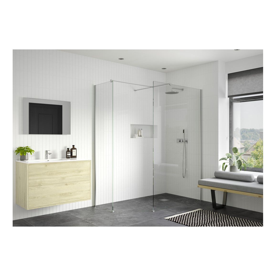 Montague 500mm Wetroom Side Panel & Arm - Chrome