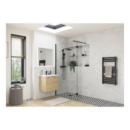 Montague 1400mm Wetroom Panel & Support Bar - Black