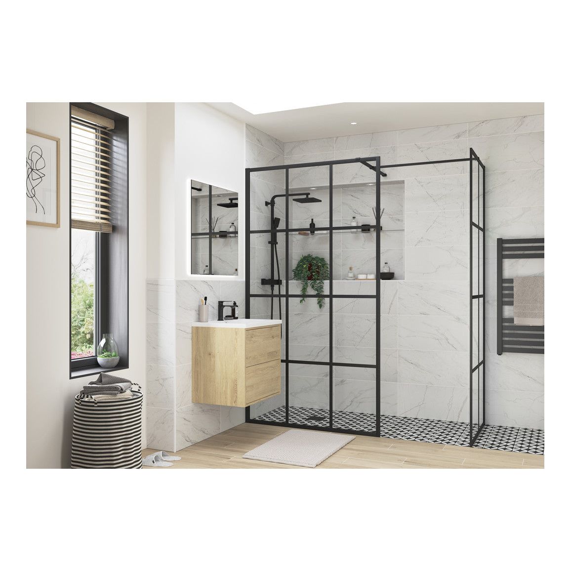 Montague 800mm Framed Wetroom Side Panel - Black