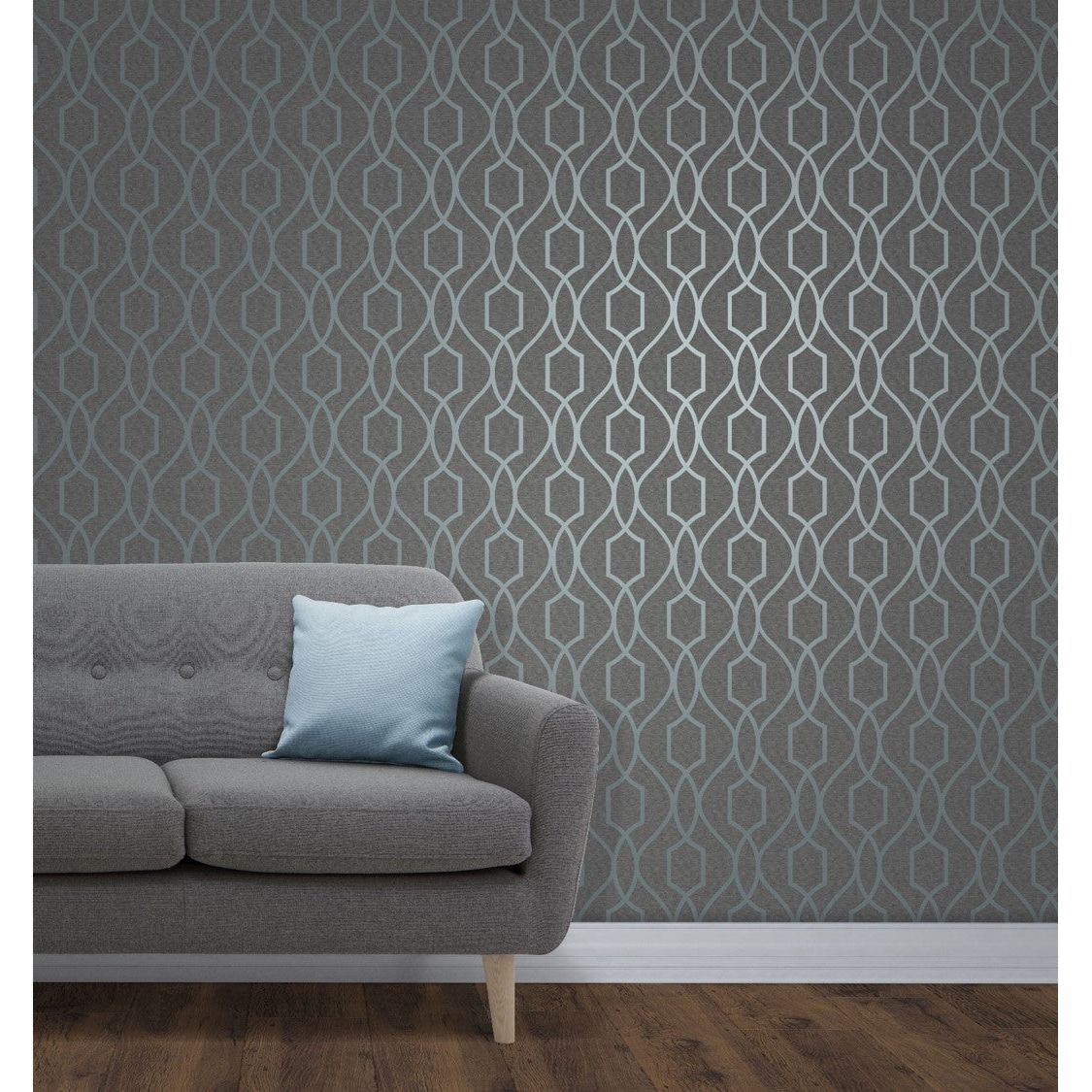 Fine Decor UK Apex Trellis Blue/Slate Wallpaper (FD41996)