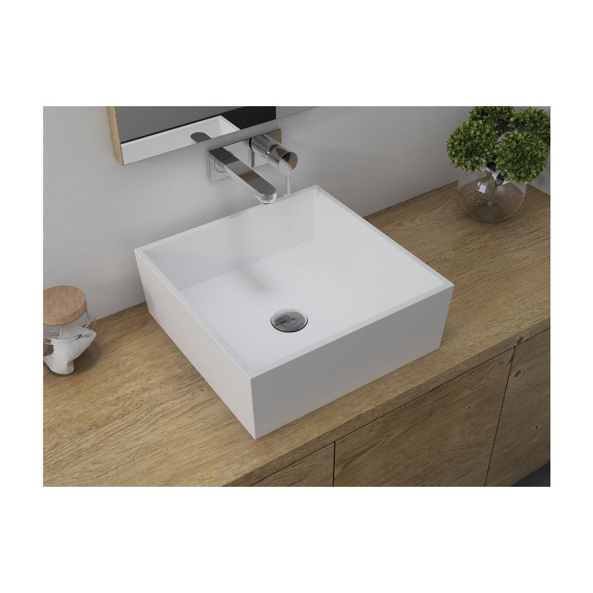 Lavabo cuadrado de resina Agina de 426 mm