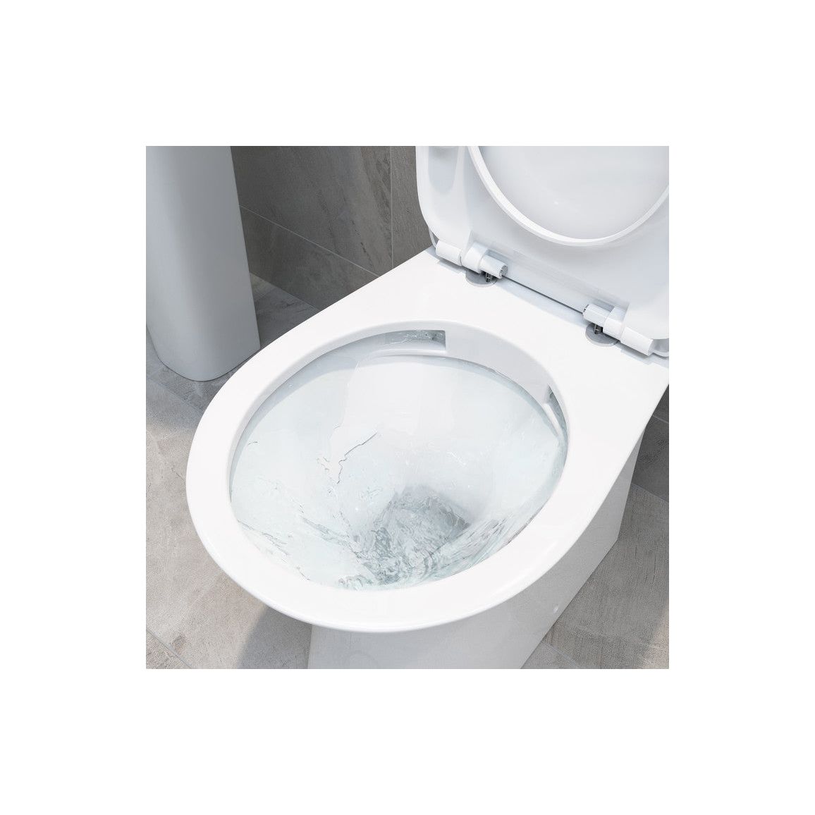 WC à dossier ouvert couplé à fermeture sans rebord Abana et siège à fermeture douce