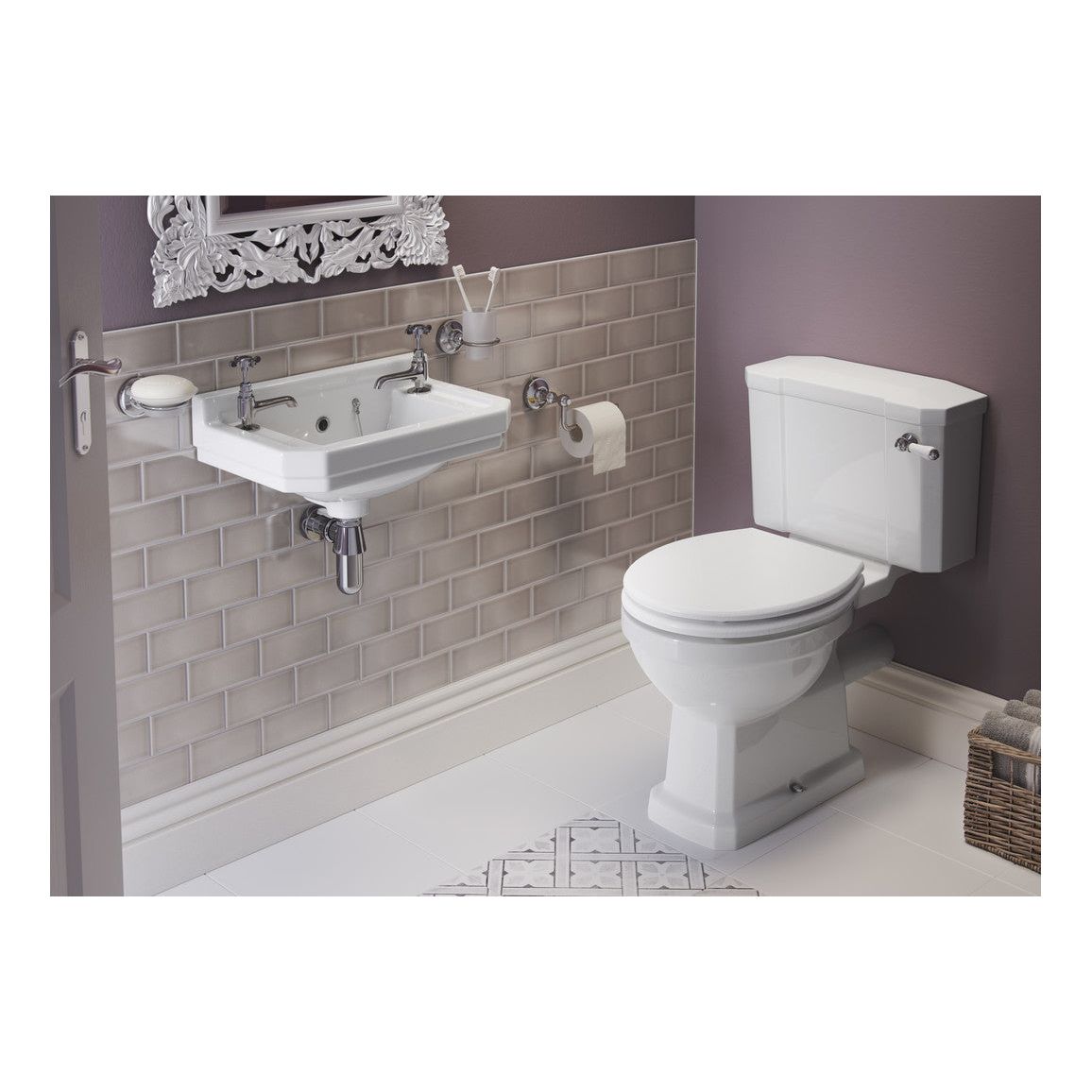 Bonny Back To Wall WC & Satin White Wood Effect Seat