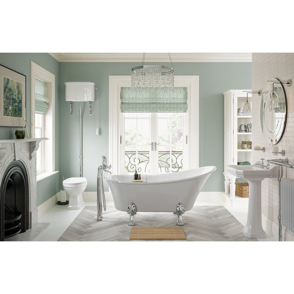 Bonny Back To Wall WC & Sea Green Wood Effect Seat