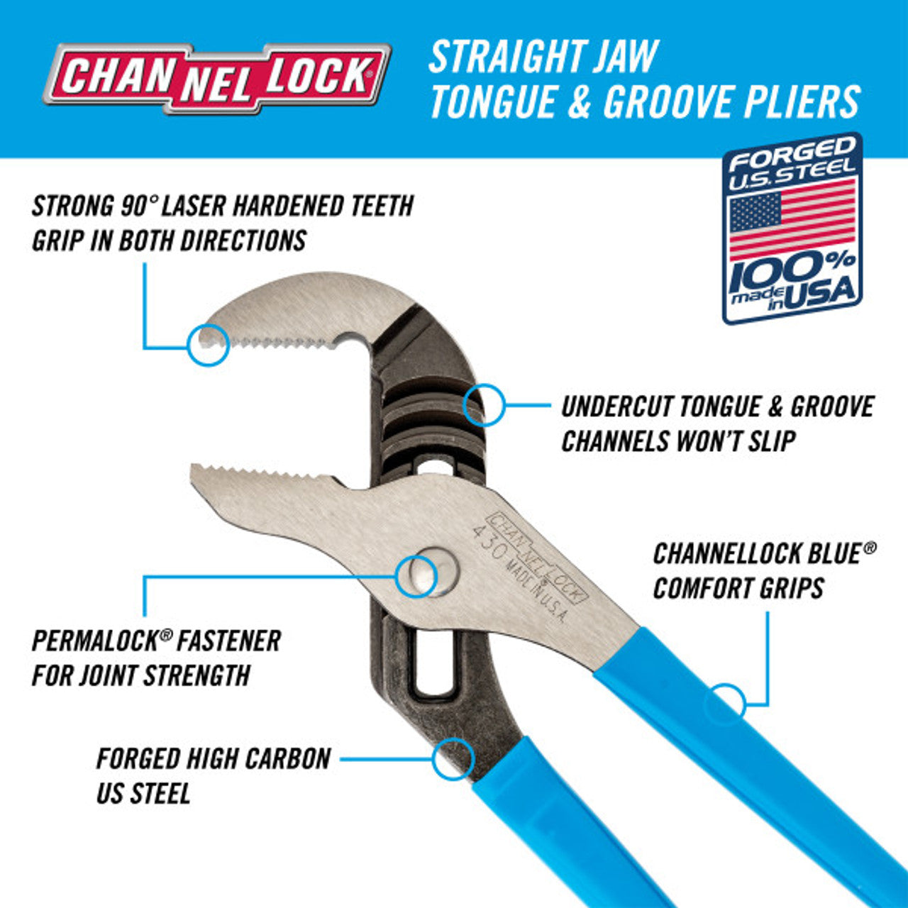 Channellock Straight Jaw Pliers