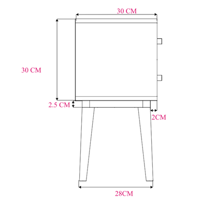 Scandinavian White Oak Logan Narrow Bedside Table