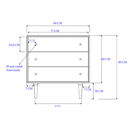 Scandinavian Light Oak Oslo Chest of 3 Drawers