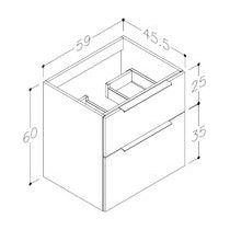 Meuble Lavabo Mural à 2 Tiroirs Glen 590 mm (Sans Plan) - Blanc Mat