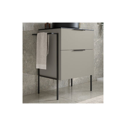 Glen 815mm Wall Hung 2 Drawer Basin Unit & Basin - Matt Latte