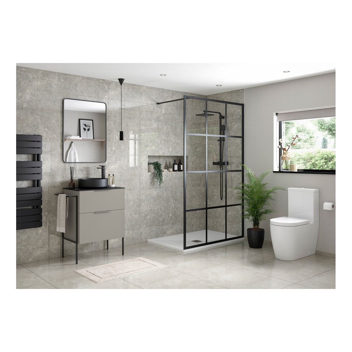 Glen Optional Frame with Integrated Towel Rail - Matt Black