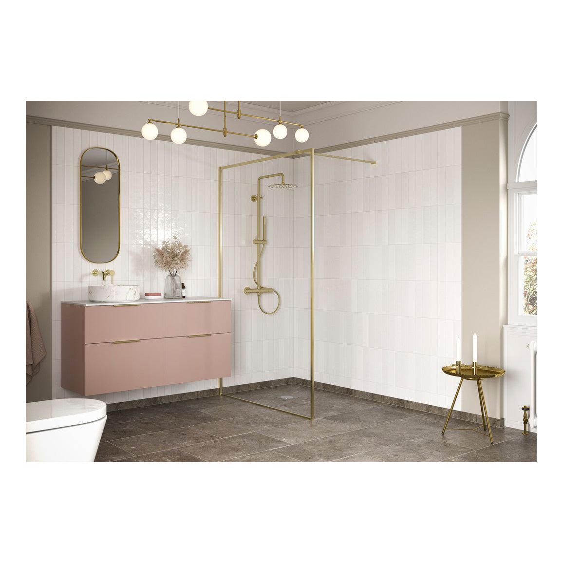 Mueble de lavabo y lavabo Glen de 610 mm suspendido con 2 cajones - Rosa antiguo mate