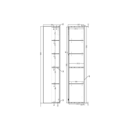 Glen 350mm Wall Hung 1 Door Tall Unit - Matt Antique Rose