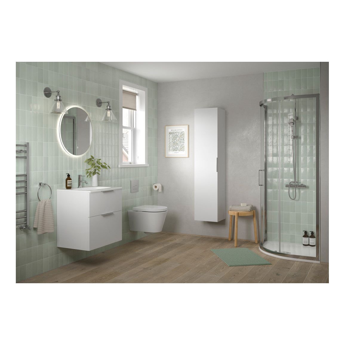 Meuble Lavabo Mural à 2 Tiroirs Glen 590 mm (Sans Plan) - Blanc Mat