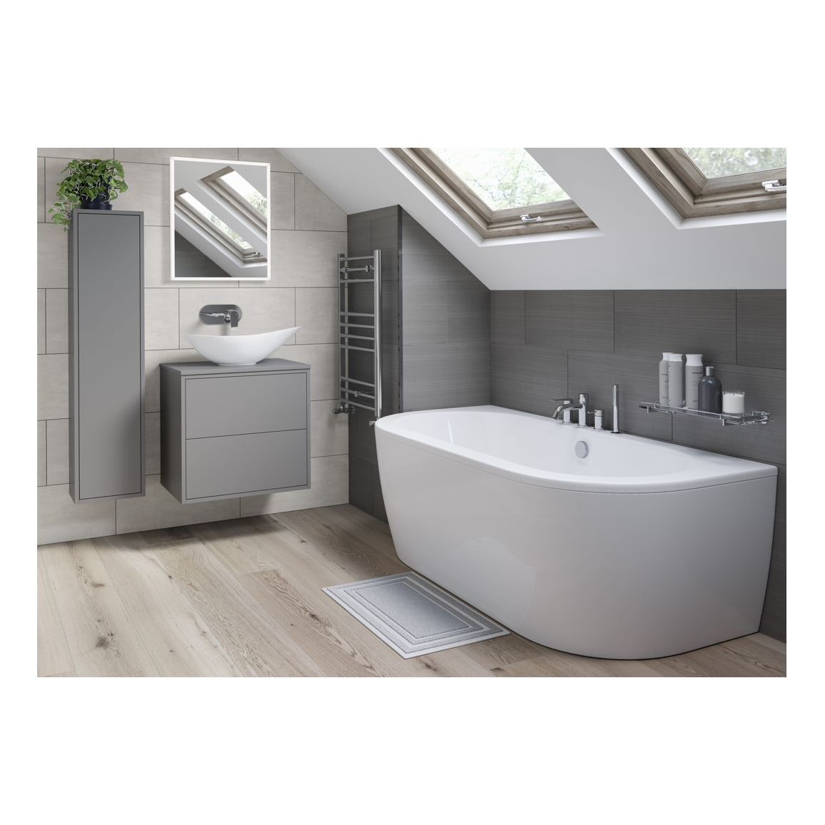 Frontage 1200mm Wall Hung Basin Unit Run (No Top) - Matt Grey