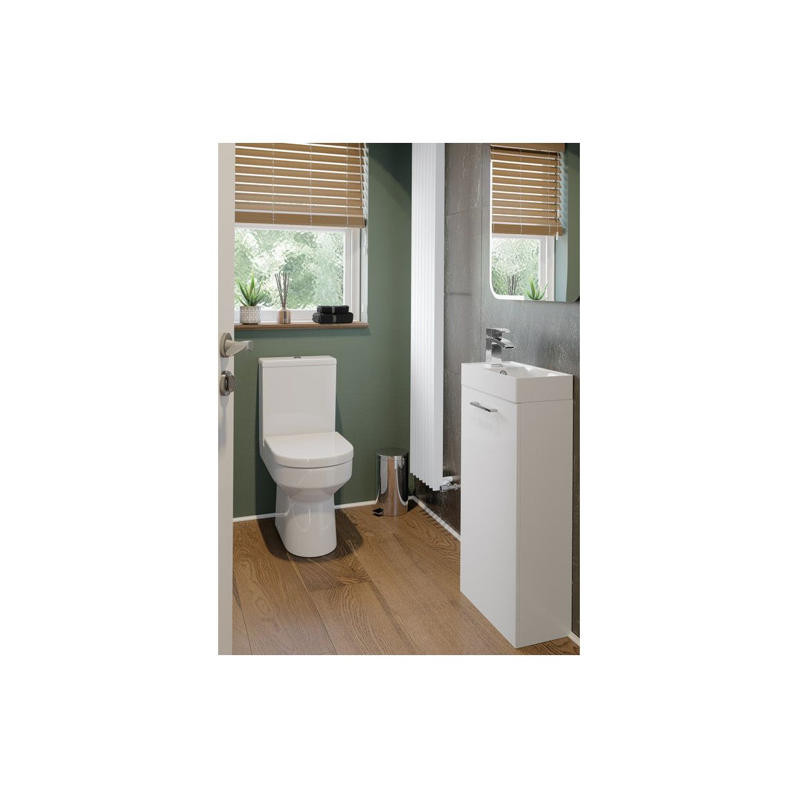 Mueble para lavabo y lavabo suspendido con 2 cajones y 510 mm Bateba - Blanco brillante